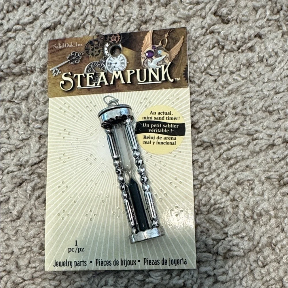 Steampunk Silver Sand Timer Pendant